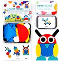 StillCool Tangram Puzzle- 36 Tangram Puzzle de Madera Montessori+ 60 PCS Diseño Tarjetas para Bloques de Patrones de…